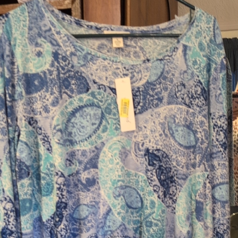 Westbound Blue Relaxed Blouse with Paisley Print